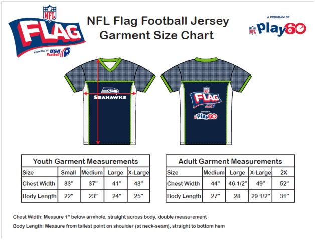Youth Xl Jersey Size Chart Nfl
