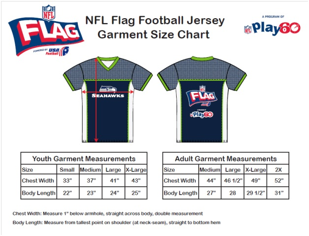 Football Jersey Size Chart Youth